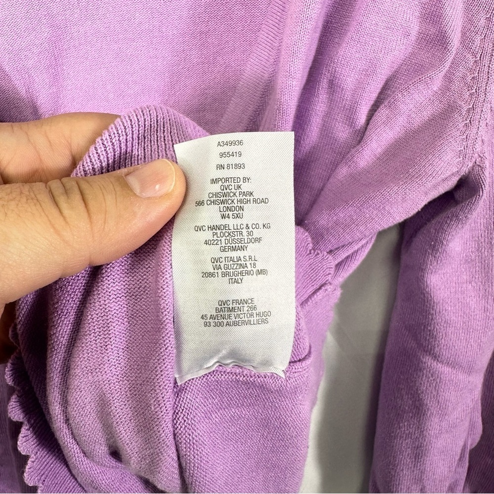 Isaac Mizrahi Live Purple Wrap Tie Front Long Sleeve Top Size S - Picture 4 of 6